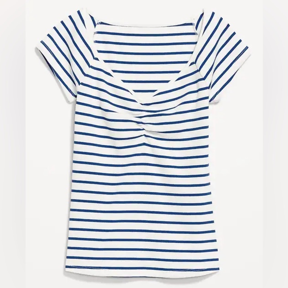 OLD NAVY blue white stripe stretchy Top plus 3x short sleeve tee
